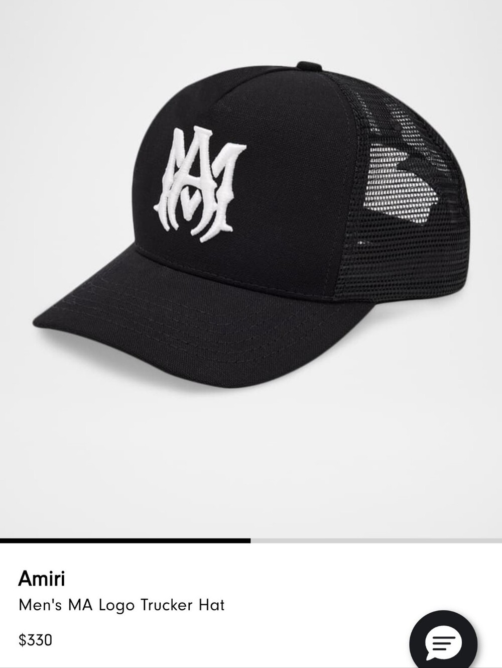 AMIRI Black Trucker Hat with White Monogram - Picture 8 of 8
